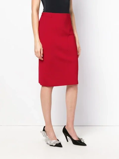 Shop Givenchy V Front Pencil Skirt In Red