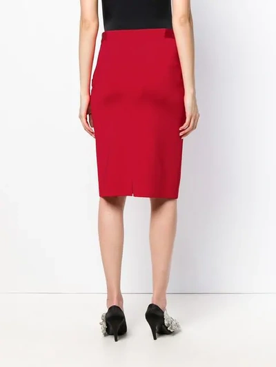 Shop Givenchy V Front Pencil Skirt In Red