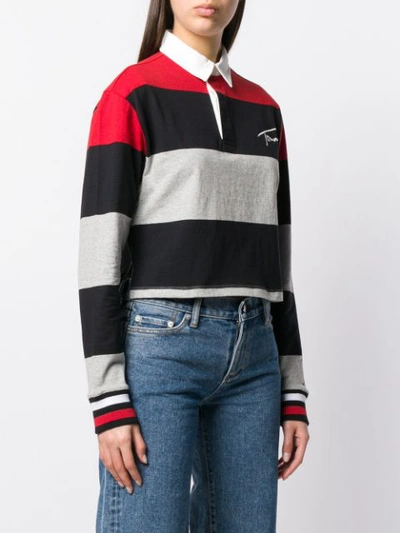 Shop Tommy Jeans Striped Polo Shirt In Black