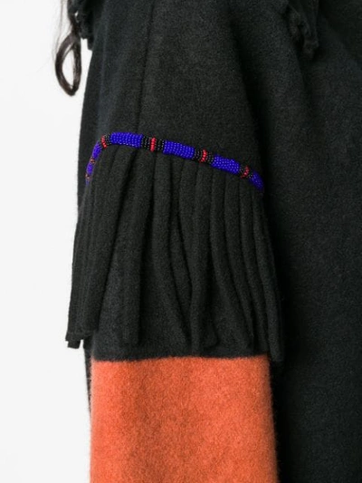 Shop Alanui Oversized Fringe Detail Coat In Black