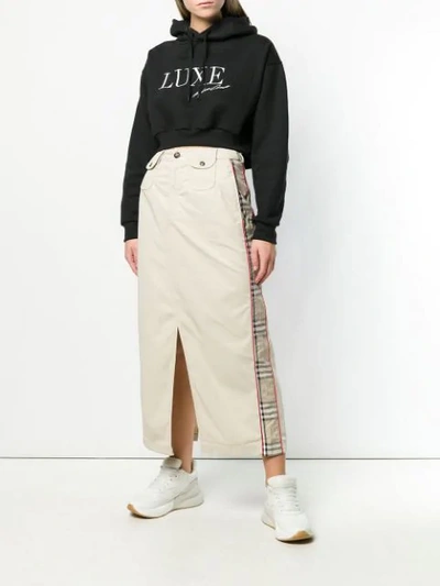 Shop Andrea Crews Straight-fit Midi Skirt In Neutrals