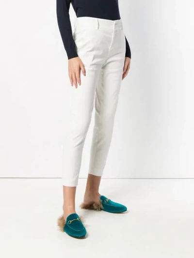 Shop Eleventy Cropped Slim Fit Trousers In White
