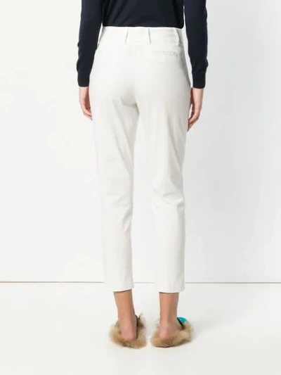 Shop Eleventy Cropped Slim Fit Trousers In White