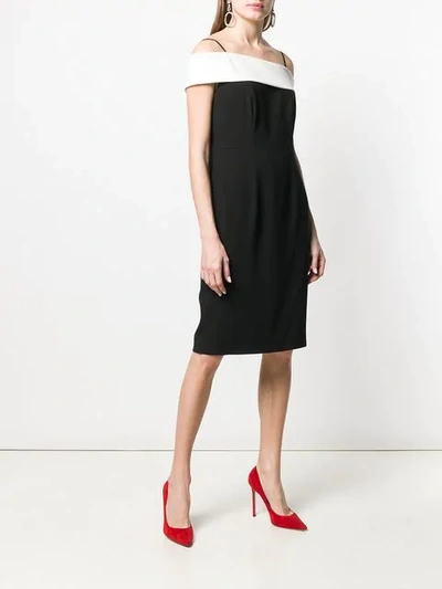 Shop Paule Ka Off-the-shoulder Midi Dress In Black