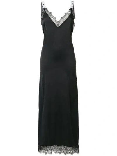 Shop Philipp Plein Lace Detailed Slip Dress In Black