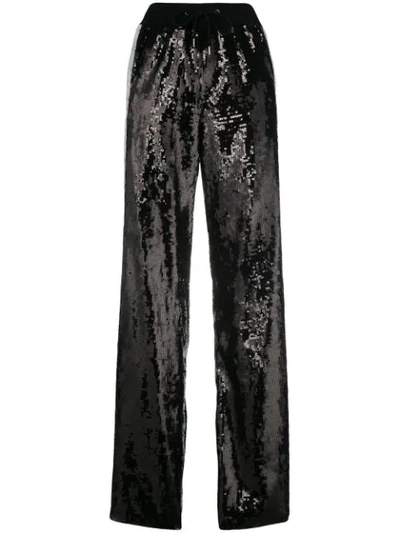 Shop Alberta Ferretti Sequin Side Striped Track Pants In Black