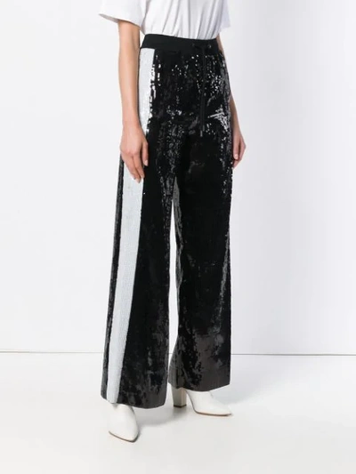 Shop Alberta Ferretti Sequin Side Striped Track Pants In Black