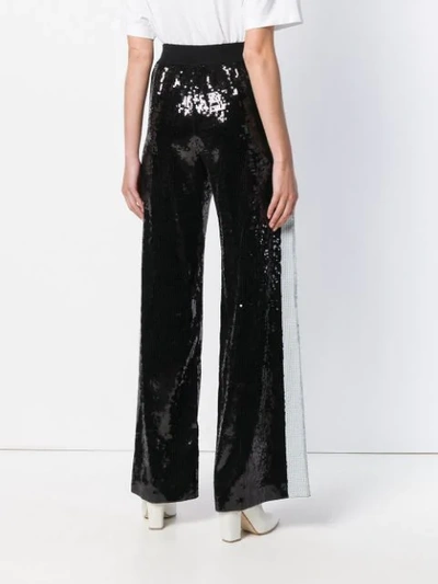 Shop Alberta Ferretti Sequin Side Striped Track Pants In Black