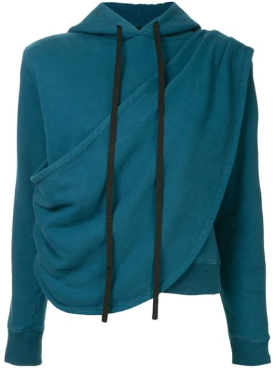 Shop Ben Taverniti Unravel Project Terry Draped Hoodie In Blue