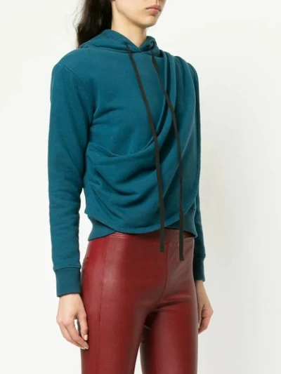 Shop Ben Taverniti Unravel Project Terry Draped Hoodie In Blue
