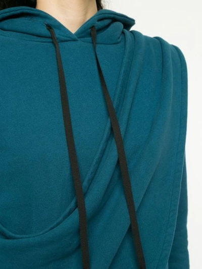 Shop Ben Taverniti Unravel Project Terry Draped Hoodie In Blue