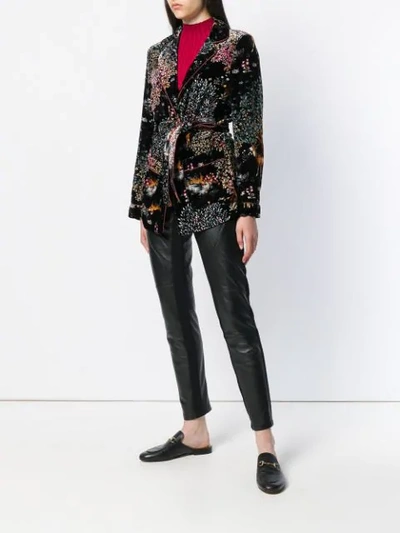 Shop Alberta Ferretti Floral Print Velvet Jacket In Black