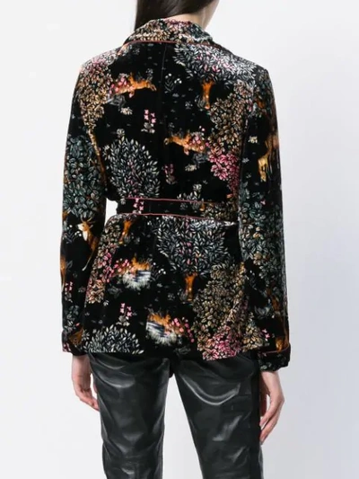 Shop Alberta Ferretti Floral Print Velvet Jacket In Black