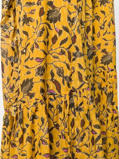 ULLA JOHNSON FLORAL PRINT MIDI SKIRT - 黄色