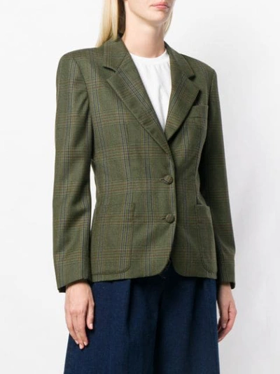 Pre-owned Moschino Vintage Check Blazer In Green