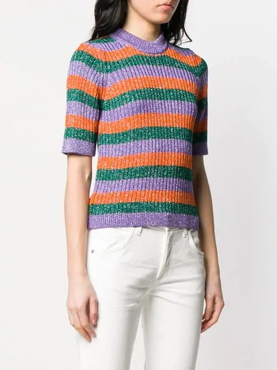Shop Ganni Knitted Top In Purple