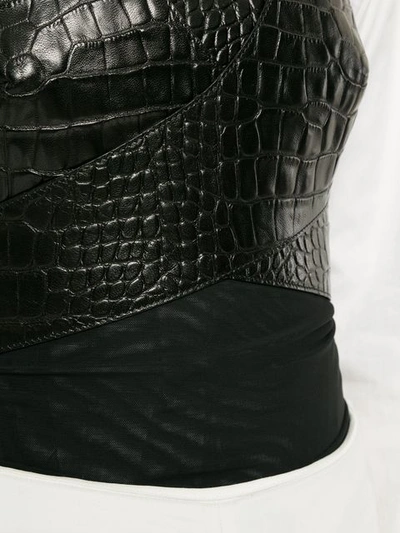 Shop Roberto Cavalli Lizard Skin Effect Panel Bodysuit In Black