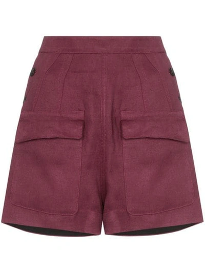 Shop Golden Goose Lorena Flap-pocket Linen Shorts In Pink