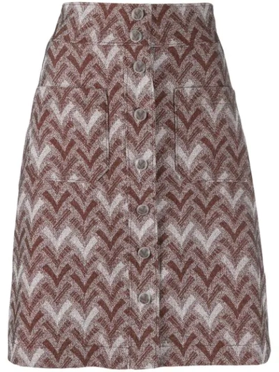 Shop Acne Studios Straight Jacquard Skirt In Red