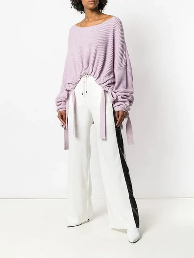 Shop Alberta Ferretti Rainbow Week Trousers In White