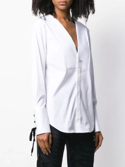 Shop Neil Barrett Pleated Front Bib Shirt In White