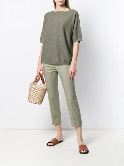 Shop Antonelli Cropped Trousers In Green