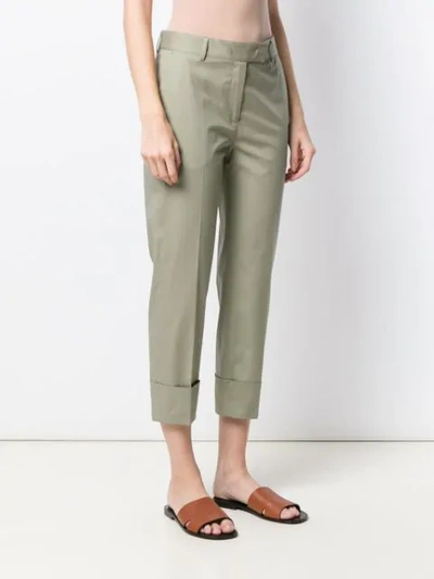 Shop Antonelli Cropped Trousers In Green
