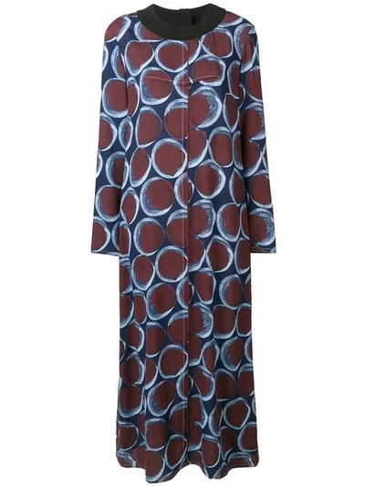 Shop Marni Circle Print Maxi Dress In Pab81 Light Navy