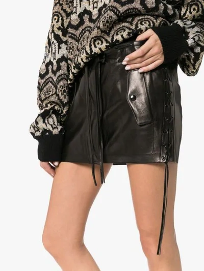 Shop Saint Laurent Fringe Detail Skirt In Black