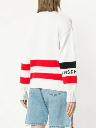 Shop Msgm Star Knit Jumper In White