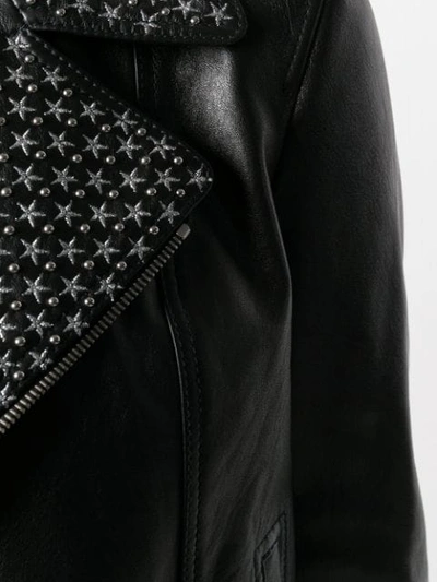 Shop Saint Laurent Star Studded Biker Jacket In 1081 -noir/argent