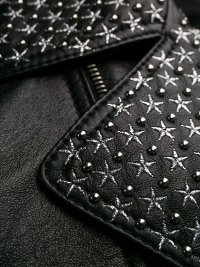 Shop Saint Laurent Star Studded Biker Jacket In 1081 -noir/argent