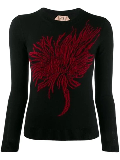 Shop N°21 Pullover Mit Blumenmuster In 9000 Nero