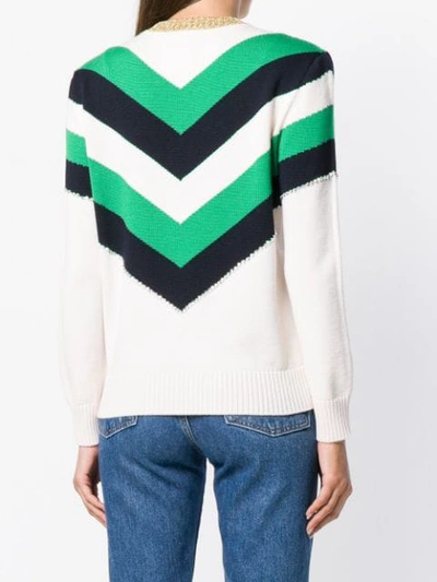 Shop Gucci Colour Block Knit Sweater In Neutrals