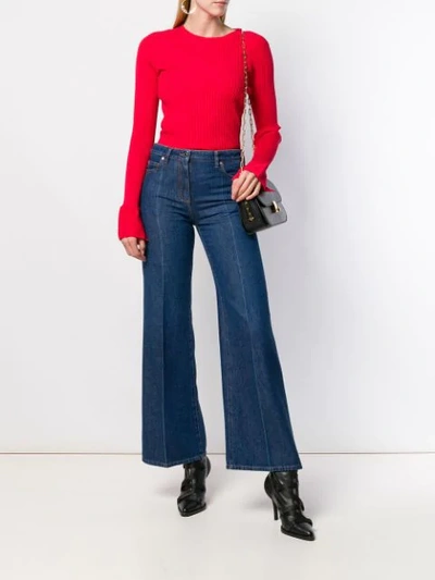 VALENTINO V LOGO WIDE LEG JEANS - 蓝色