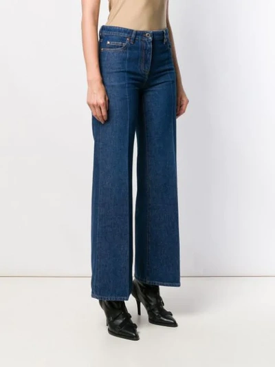 VALENTINO V LOGO WIDE LEG JEANS - 蓝色