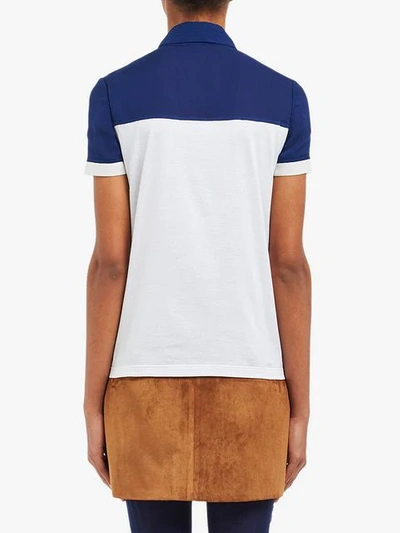 Shop Prada Ruffled-detail Polo Shirt In White ,blue