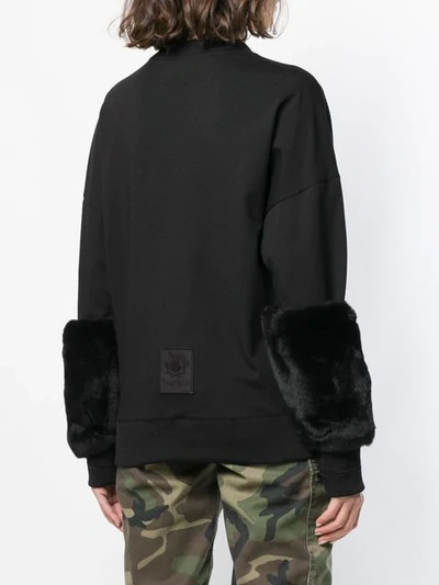 Shop Mr & Mrs Italy Fur-cuff Fitted Sweater In Black