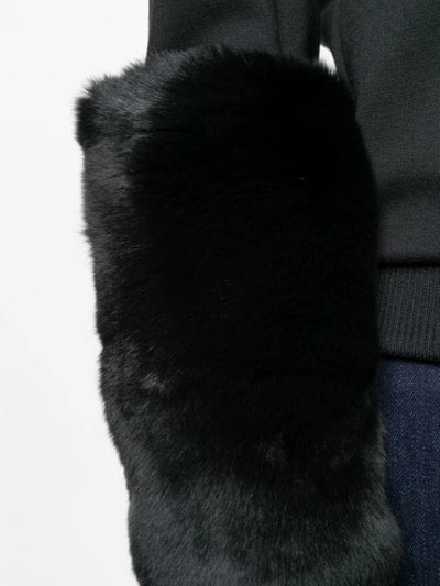 Shop Mr & Mrs Italy Fur-cuff Fitted Sweater In Black