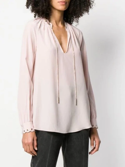 Shop Michael Michael Kors Chain Link Blouse In Pink