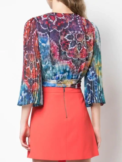 Shop Alice And Olivia Bray Tie Dye Blouse In Blue