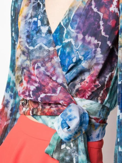 Shop Alice And Olivia Bray Tie Dye Blouse In Blue