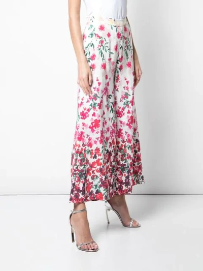 Shop Marchesa Notte Floral Flared Trousers In White