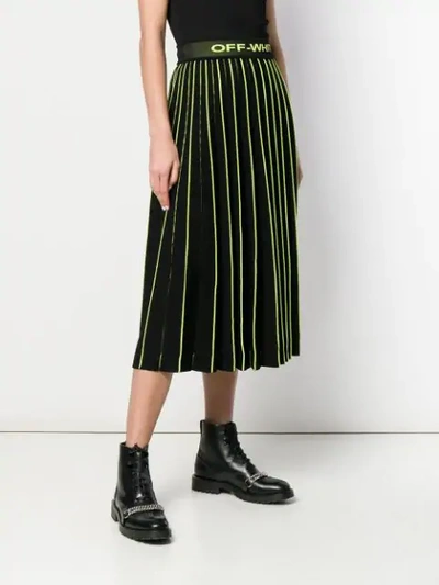 Shop Off-white Knit Plisse Skirt - Black