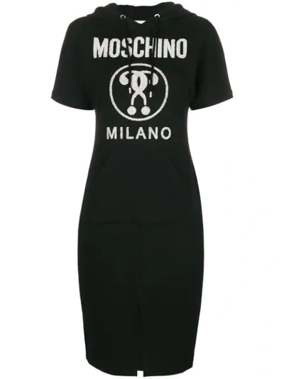 Shop Moschino Logo-embellished Hooded Dress - Black