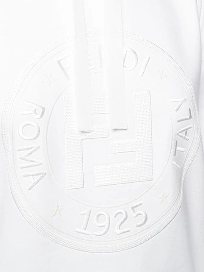Shop Fendi Logo Patch Hoodie In White
