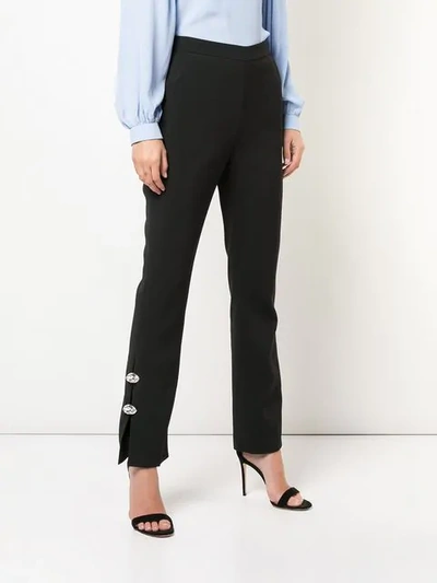 Shop David Koma Gem Embellished Trousers In Black
