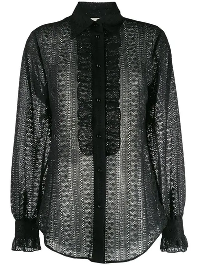 Shop Gucci Lace Shirt In Black