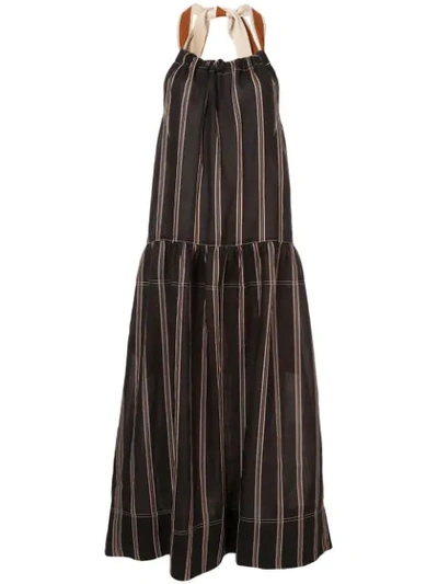 Shop Lee Mathews Granada Stripe Dress In Black