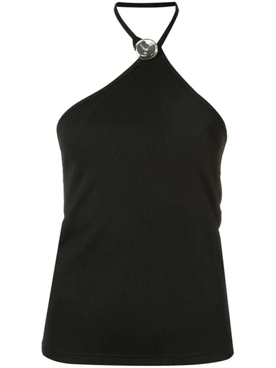 Shop Christopher Esber Button Detail Halterneck Top In Black